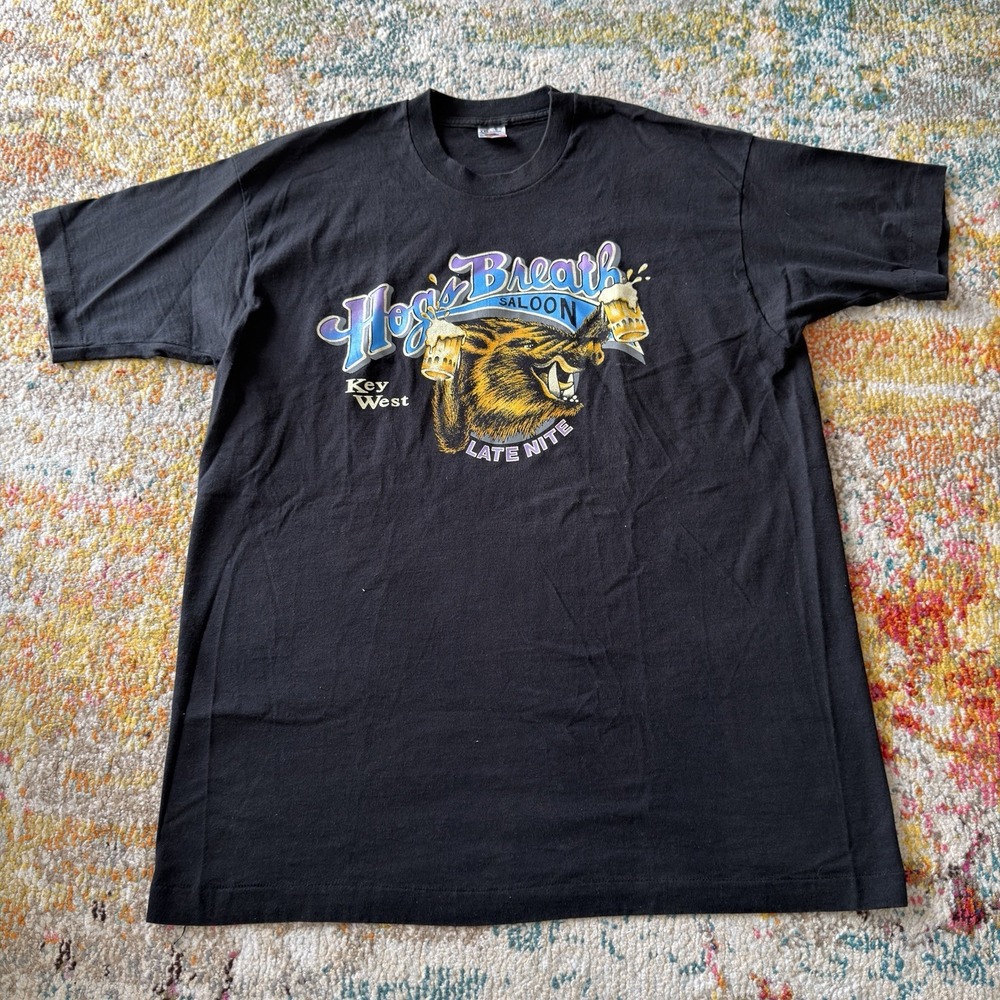 Vintage Hog's Breath Saloon Key West T-Shirt XXL Black Graphic Bar Tee